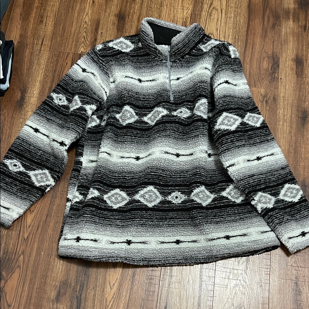 Wrangler Sherpa Navajo Black and Gray Sweater